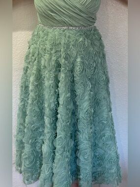 Say Yes To The Prom Sage Green Chiffon Dress with Beaded Trim